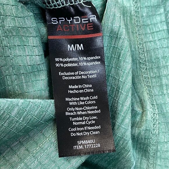 Spyder Active ProWeb Pullover Mens Sz M GRN 1/4 Zip LS 4Way Performance Stretch - Picture 11 of 12